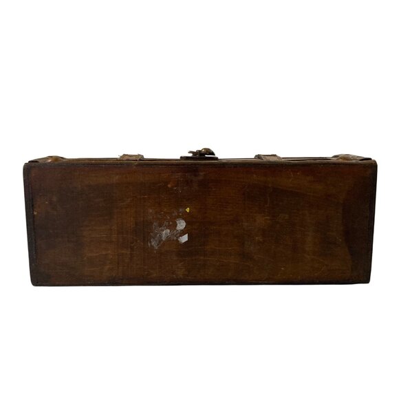 Small Decorative Wood Treasure Chest Jewelry Box With Brass Accents - Picture 3 of 10